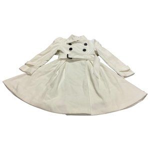 ForeMode Women Swing Double Breasted Wool Pea Coat with Belt Buckle Spring